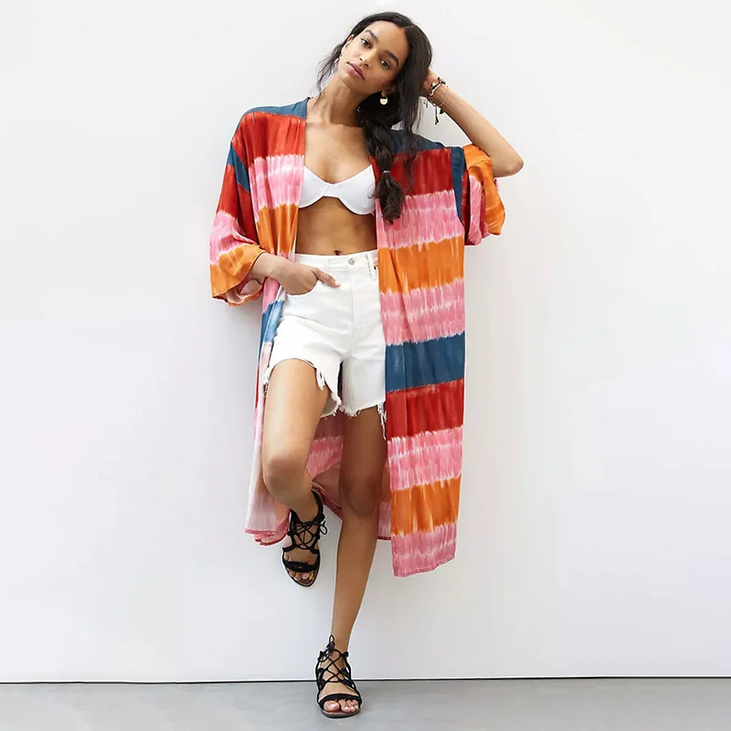 Пляжный купальник с принтом Tie Dye лето 2022 красочная винтажная накидка на бикини