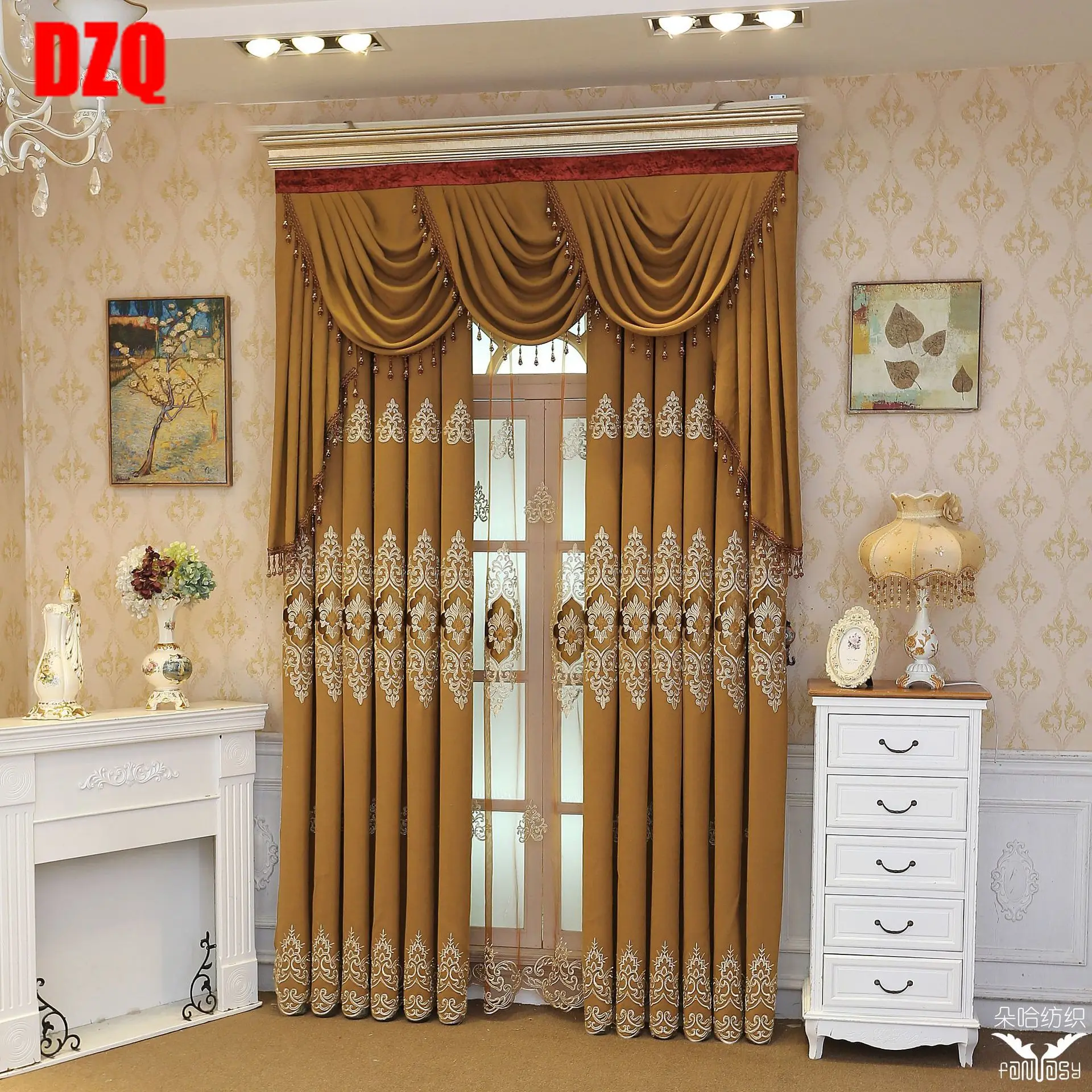 

Шторы в европейском стиле для гостиной, столовой, спальни, кофейного цвета, вышитые шторы, легкие Роскошные занавески для балдахинов