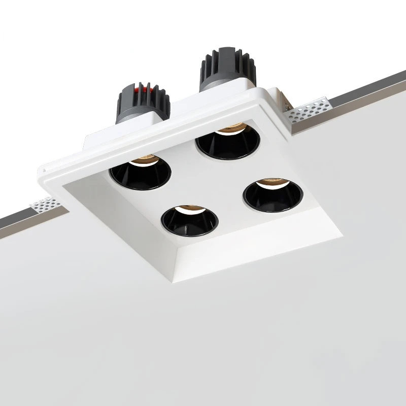 

Home LED Recessed Square Four-head Ceiling Plaster Spotlight Embedded Gypsum Downlight 28W Home For Indoor Livingroom Bedroom