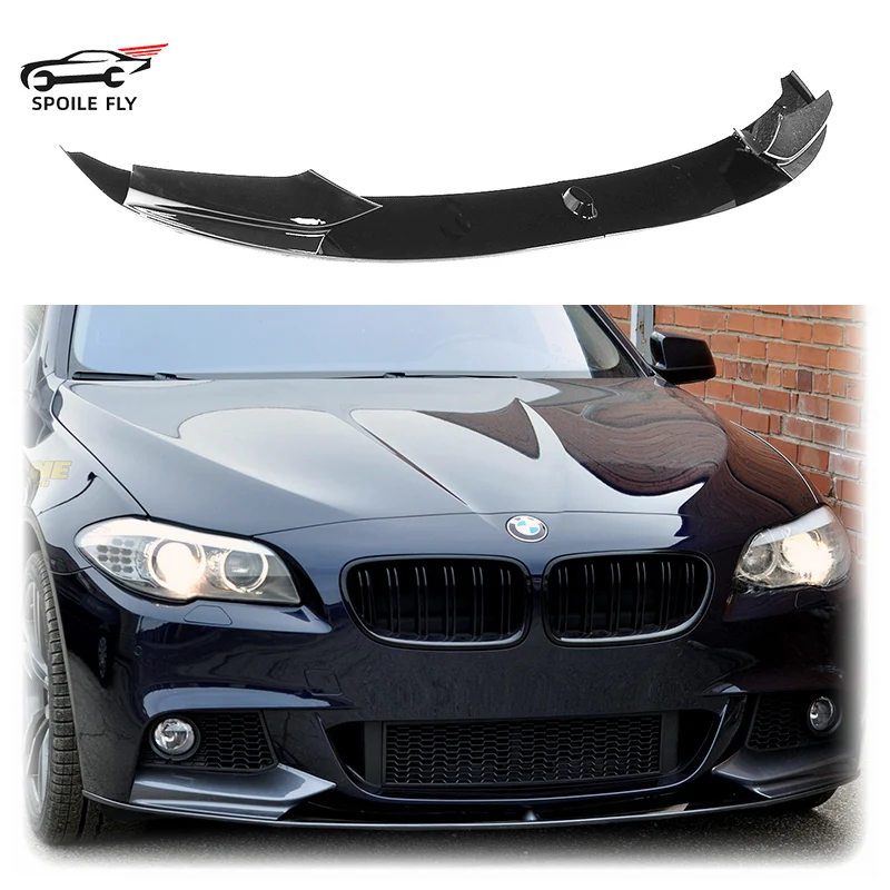 For BMW 5 Series F10 535i 528i M Sport 2011 2012 2013 2014 2015 2016 Front Bumper Lip High Quality ABS Glossy Black Body Kit