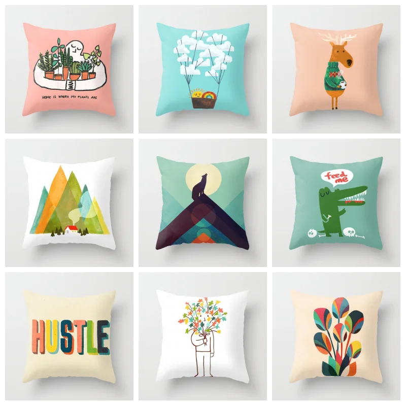 

Creative Sunrise Sunset Colorful Geometric Shape Print Pillowcase Couch Bedroom Home Decor Cushion Cover 40cm/45cm and 50cm 60cm