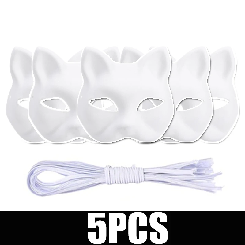 Бумажные белые маски кошки 5-60 шт.