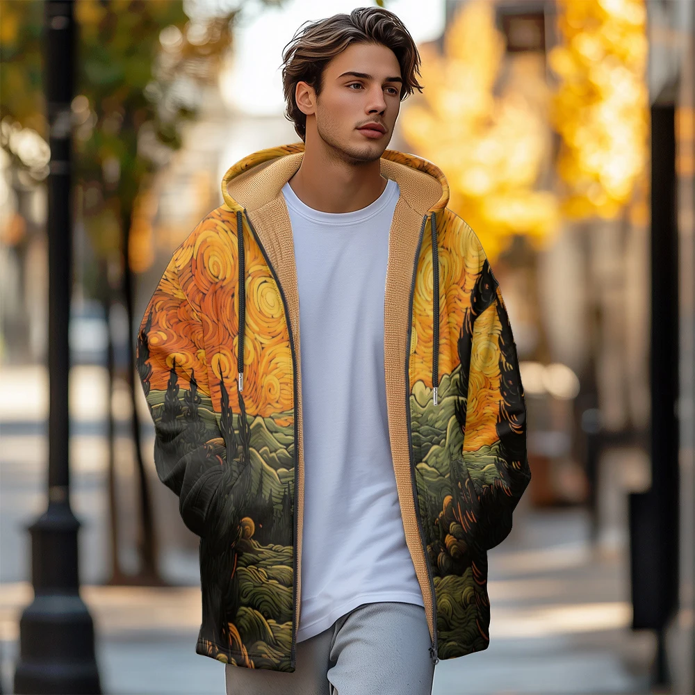 Мужская зимняя одежда Новый пуховик стеганая куртка с абстрактным изображением