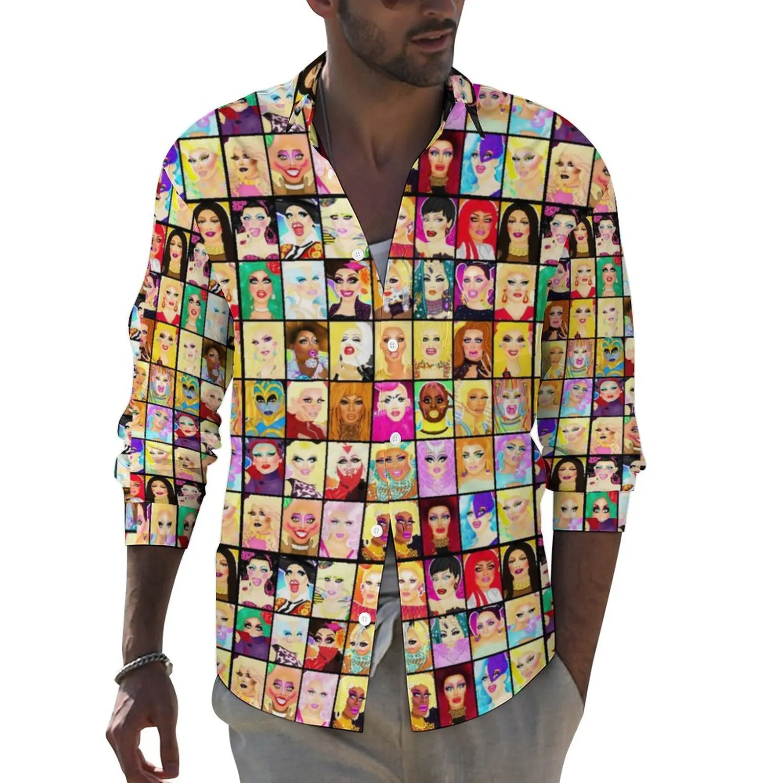 

LIFE IS A DRAG Drag Queen Shirt Rpdr Rupauls Drag Race Lgbt Casual Shirts Men Loose Blouses Long Sleeve Design Street Tops