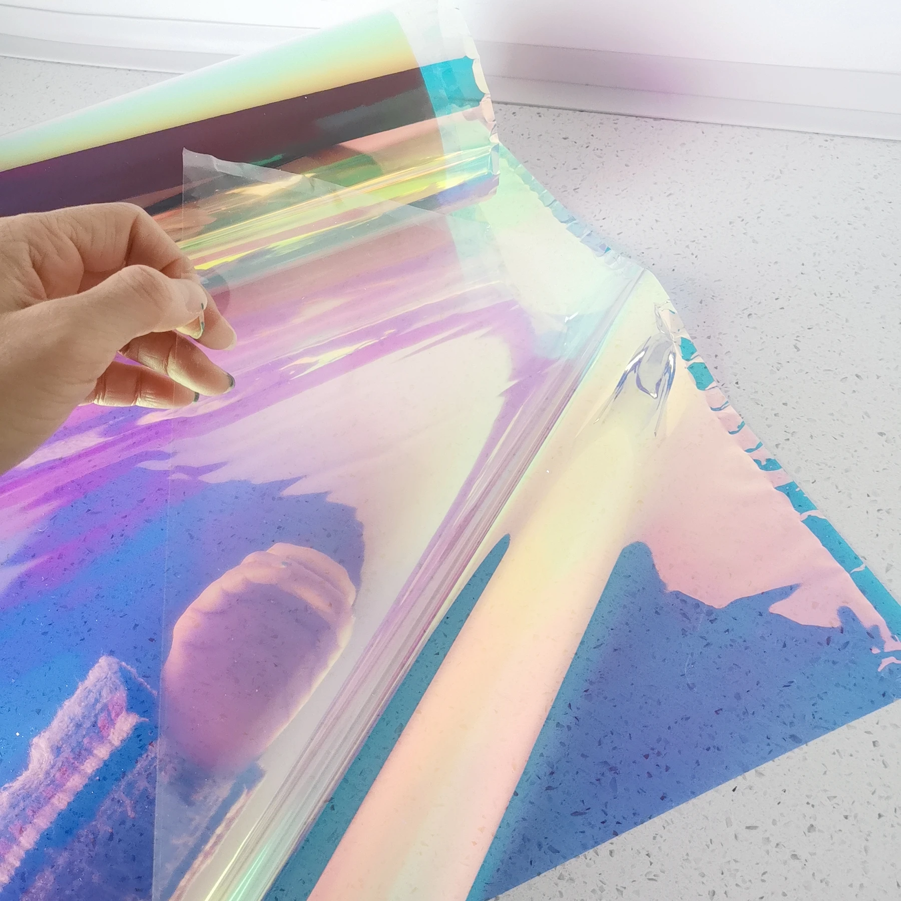 Бесплатная доставка, один лист 30x100 см, Волшебная прозрачная цветная бумага с лазером, наклейка «сделай сам» радужного цвета, пленка для очков, свадьбы