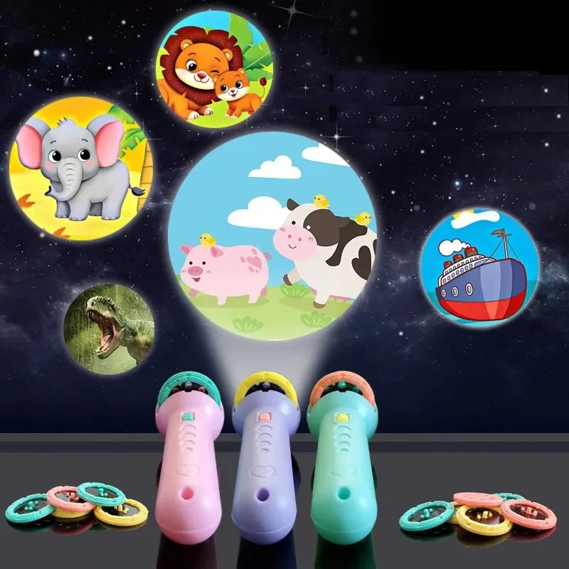 Kids Projection Flashlight Dinosaur Animals Cognitive Baby Educational Learning Toys Night Children Projector Light Bedtime Toy