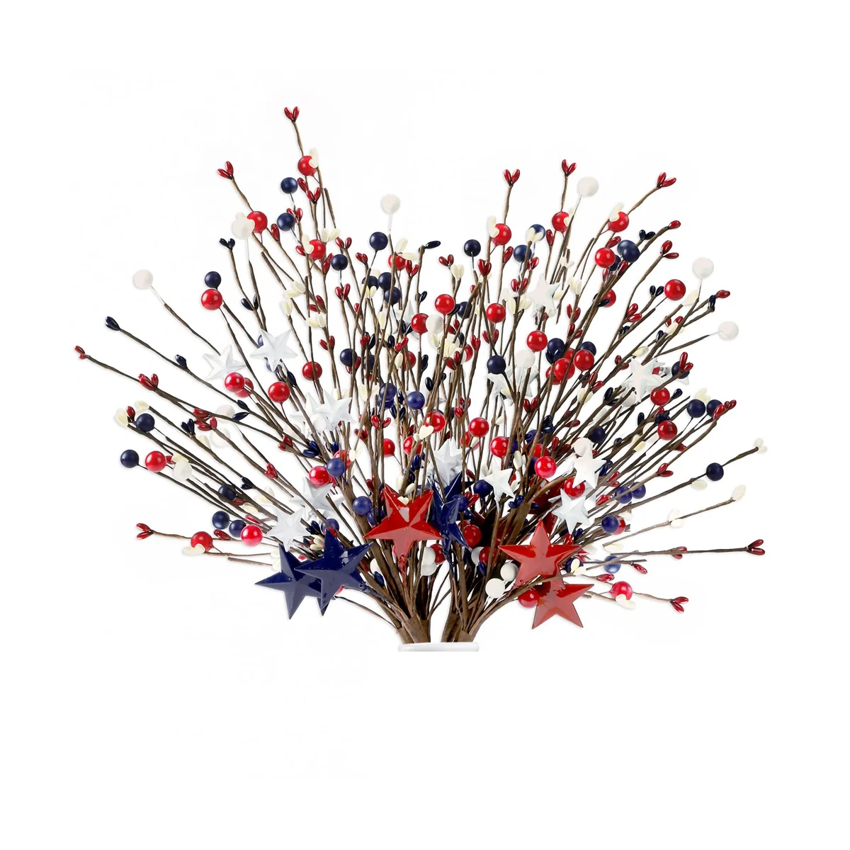 

6PCS 16Inch Artificial Berry Stem Picks Patriotic Pip Berry for 4Th of July Independence Day Memorial Day Decoration