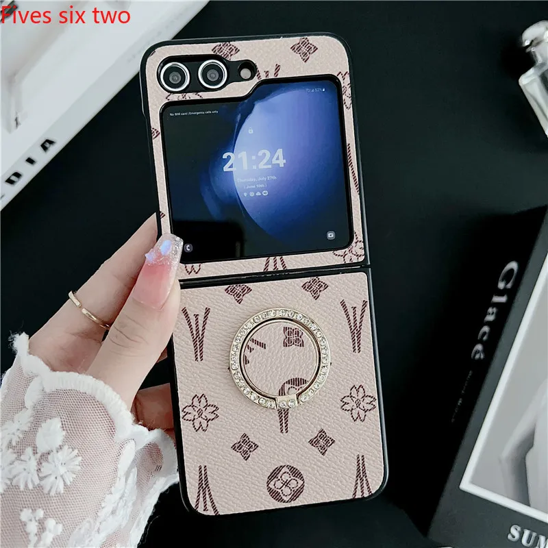 Чехол-книжка с кольцом-держателем и геометрическими полосками для Samsung Galaxy Z 6 5 4 3 2