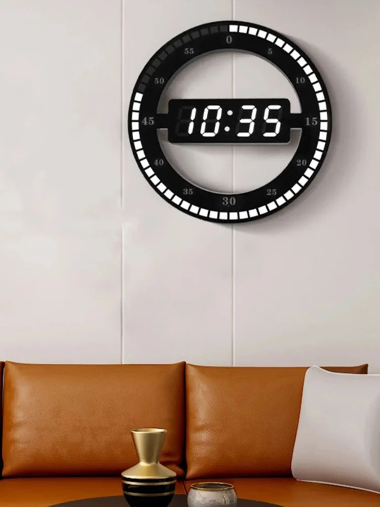 

3D Digital Electronic Mute Wall Clock LED Technology Luminous Temperature Date Multi Function Jump Second Clock Home Decoration