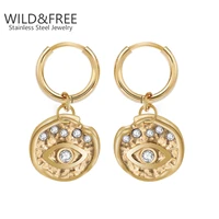 wild free classic stainless steel drop earrings mosaic glass drill eye earrings for women hanging earring exquisite party gift