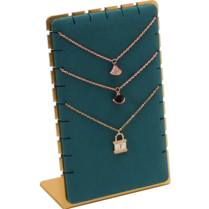 High end Gold-Plated Jewelry Display Props Microfiber Multiple Vertical Necklace Rack Window Counter Display Storage Jewelry Bra
