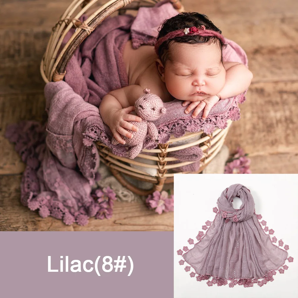 Реквизит для фотосъемки новорожденных мягкое хлопковое кружевное одеяло с