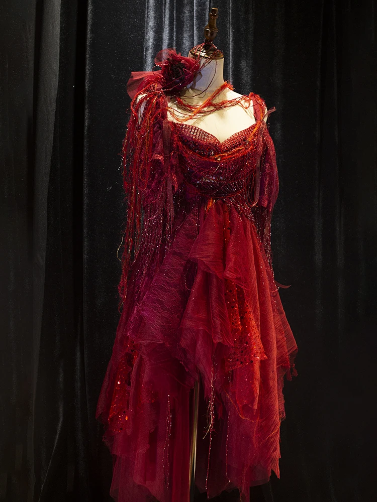 Розовая Тяжелая юбка в стиле индустрии красная роза любовь яркое женское