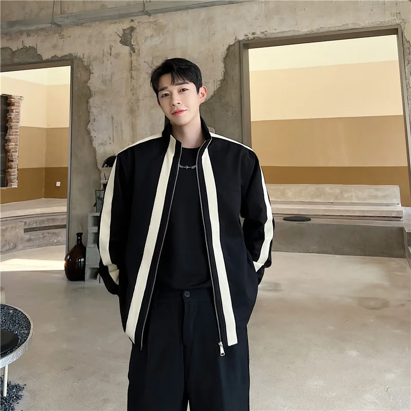 

Men Autumn Jacket Stand Collar Loose Casual Fashion Coats Bomber Jacket for Men Chic Uniform Jacket Male Chaqueta Hombre M35