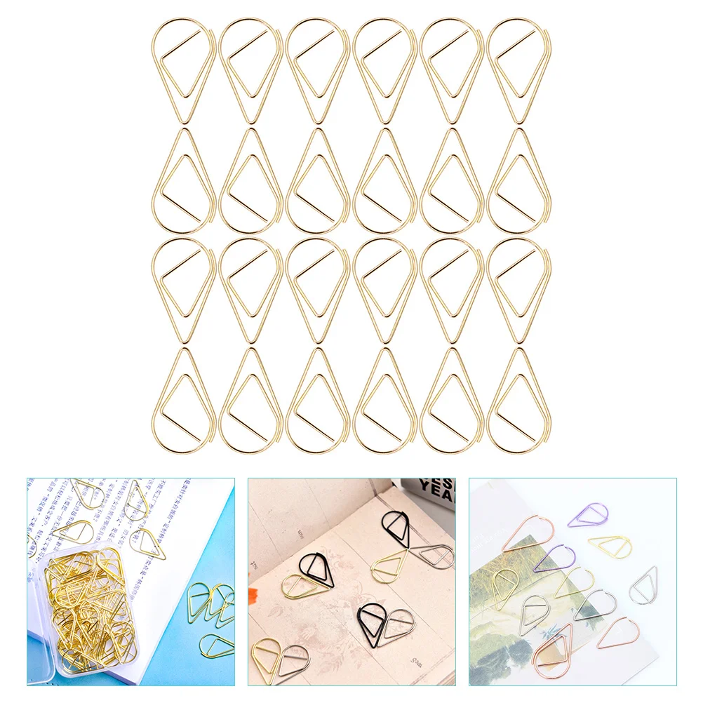 

100 Pcs Paper Clip File Clips Gold Wedding Decor Clothespin Paperwork Metal Bookmarks Stationery