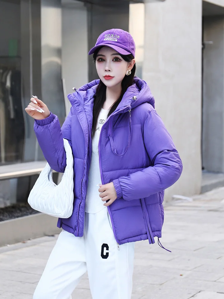 

2023 Fashion New Short Down Cotton Padded Jacket Women Winter Matte Snow Parkas Hooded Thickened Puffer Jacket 6 Colors