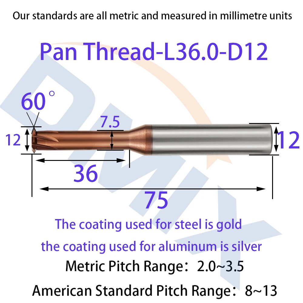 

DMIX HRC65 режущая головка с одной зубчатой резьбой, обработка алюминия, обработка стали, фреза из сплава вольфрамовой стали, cust