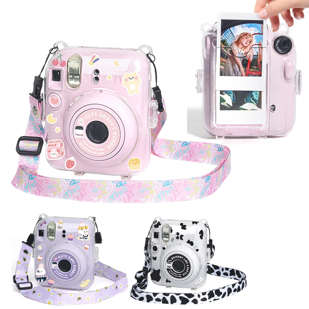 

For instax Mini 12 Camera Case Silicone Protective Crystal Transparent Cover Scratch-proof Storage Carry Bag For Fujifilm Instax