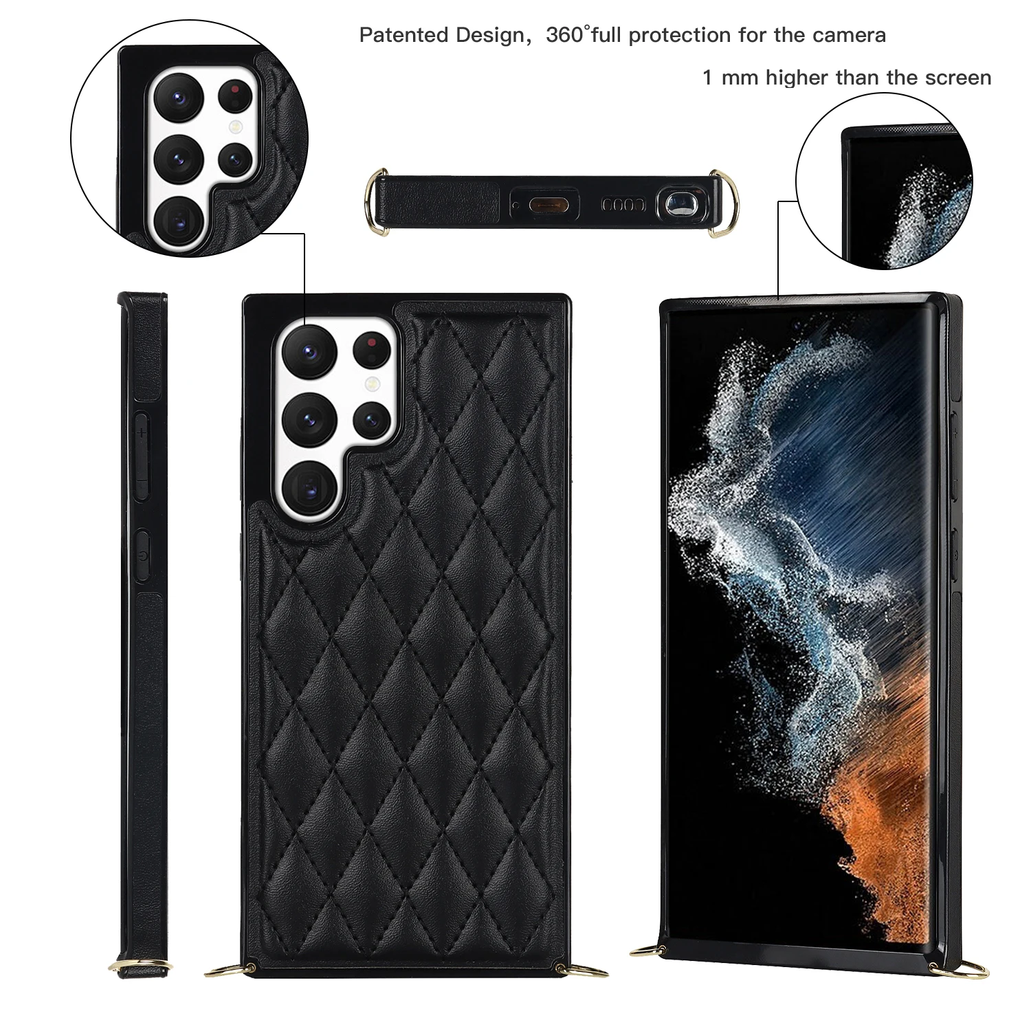 Lanyard Leather Luxury Case For Samsung S22 21 20 Ultra Note20 S10 Crossbody Cover Support Wireless Charging