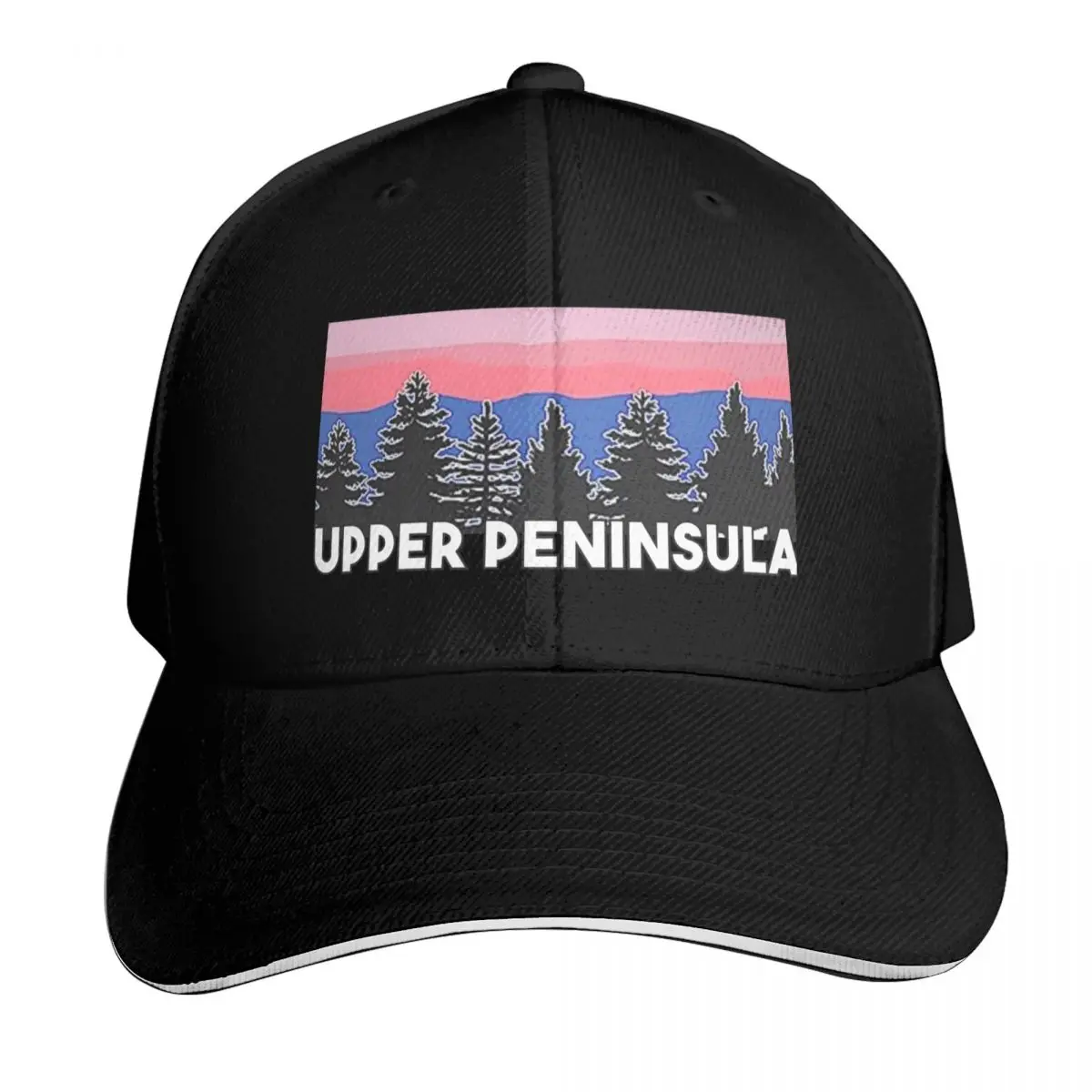 Фото Бейсболка Upper Peninsula Blush Pine Tree Sunset, кепка от солнца, бейсболка | -F- |   Солнцезащитные кепки для женщин и мужчин №1