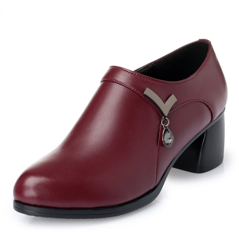 

Spring Autumn New Shoes Women Pumps Spring Mid Heels Offical Comfortable Soft Leather Shoes Size 35-41