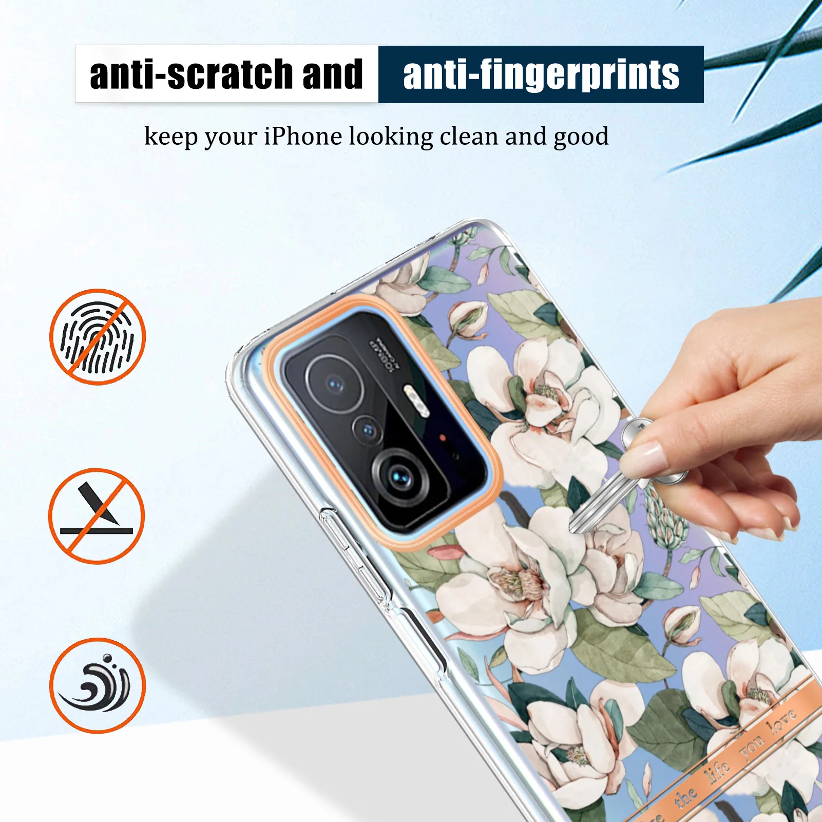 Pink Gardenia Mobile Cases For para Xiaomi 11T Pro Quicksand Phone Pouch sFor armor Carcasa Protective Case Accessory