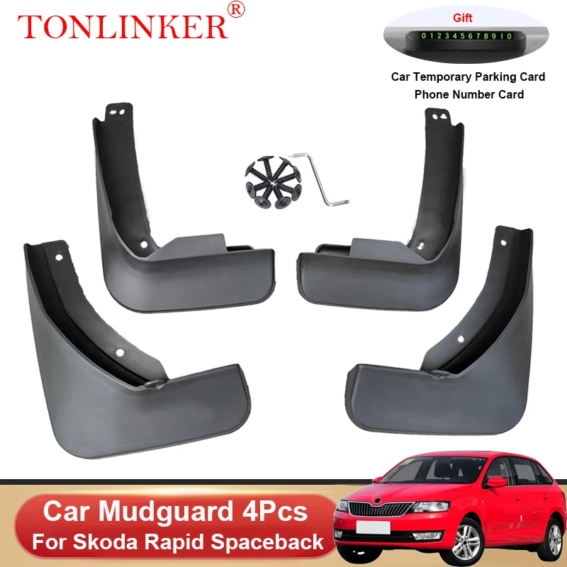 

TONLINKER Car Mudguard For Skoda Rapid Spaceback Liftback 2013 2014 2015-2019 Mudguards Splash Guards Fender Mudflaps 4Pcs