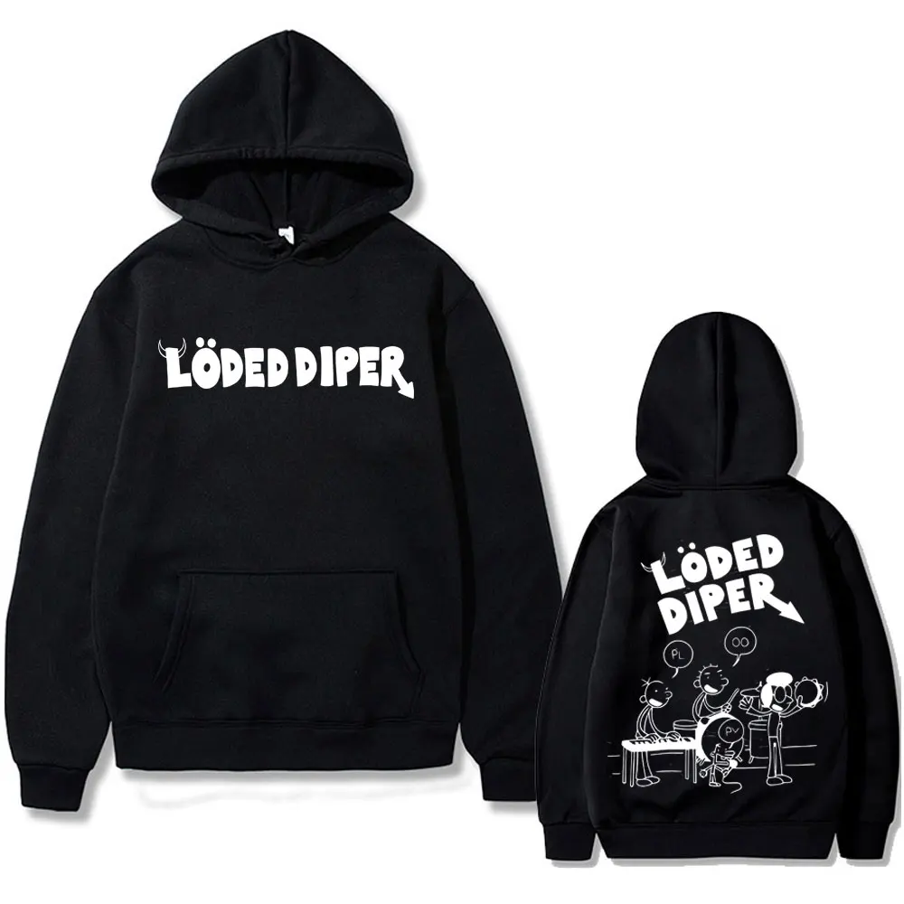 Loded Diper Hoodie Men Women's Vintage Rock Oversized Sweatshirt Men's Fleece Cotton Hoodies Hip Hop Fashion Streetwear