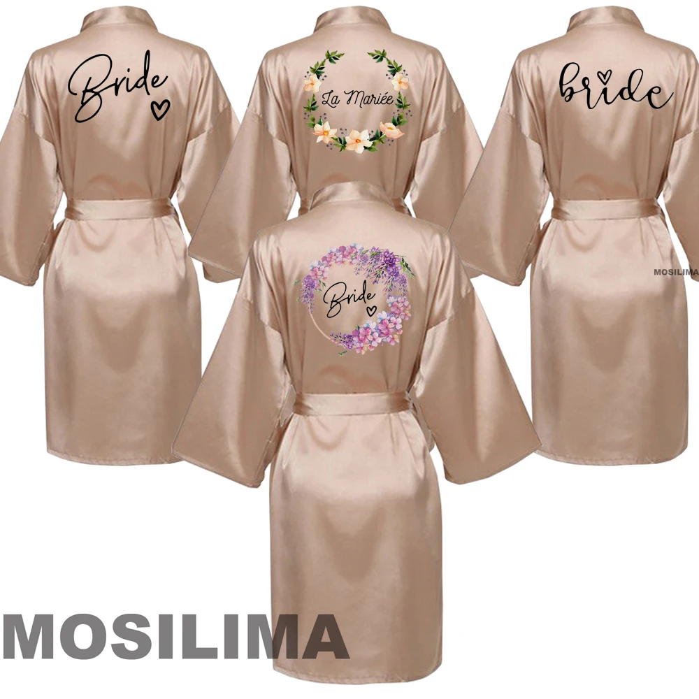 

Wedding Party Team Bride Robe Kimono Satin Pajamas Bridesmaid Bathrobe CH001