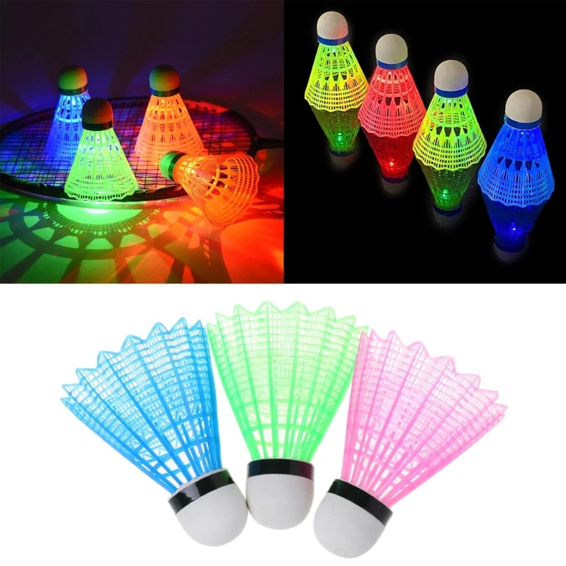 

4Pcs/set LED Luminous Badminton Nylon Birdies Shuttlecock Badminton Birdies Lighting Badminton Balls Outdoors Training