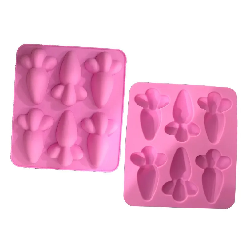 

6 Holes Carrot Silicone Mold DIY Fondant Turned Sugar Chocolate Cake Decorating Tools Kitchen Bakeware Cute Baking Clay Mold