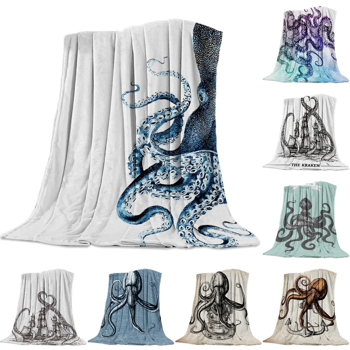 

Octopus Cthulhu Blanket Bed Cover Flannel Fleece Throws Blanket Travel Cover Wrap Durable Soft Warm Chair Hall Home Blankets