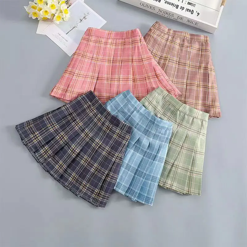 

2023 New Girls Skirt Pink Plaid Princess Skirt for Children Tutu Skirts Teenage Clothes Kids A-Line Skirt Girls Clothing 3-16T