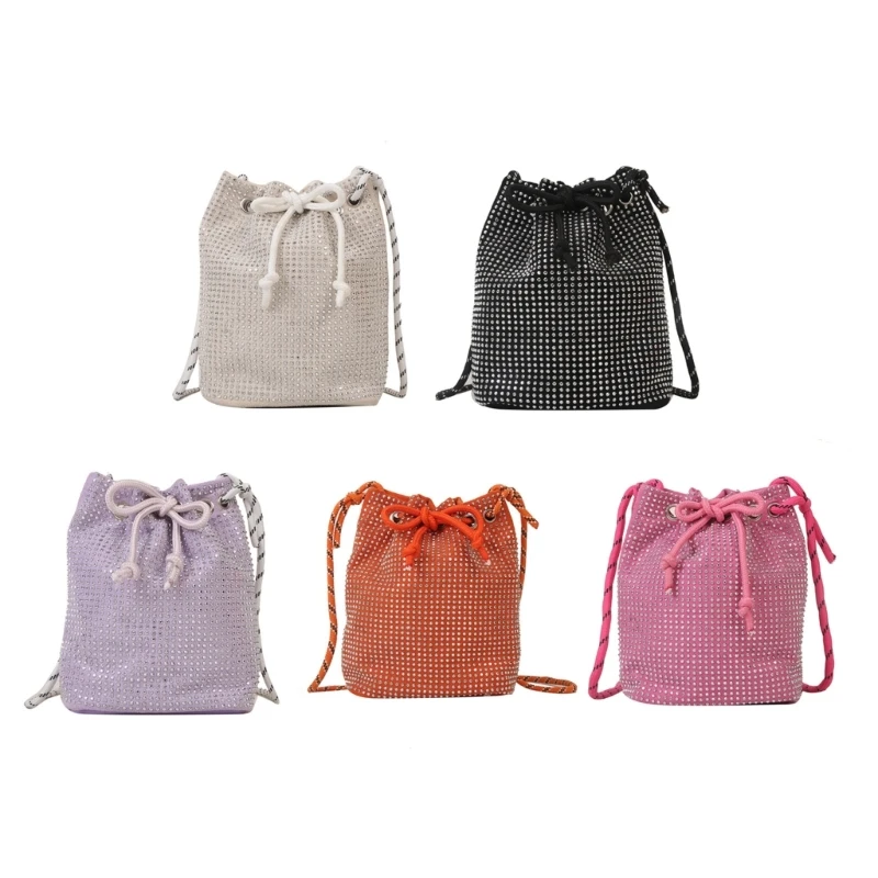 

Trendy Silver Bucket Bag Fashionable Evening Clutch for Girls Women 066F