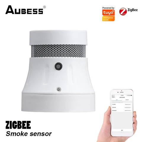 Датчик дыма Tuya Zigbee/Wi-Fi для умного дома, умный детектор дыма с приложением, охранная сигнализация