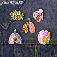 organs flower enamel pin body internal heart brain lung plant butterfly brooch lapel women power badge medical jewelry punk gift