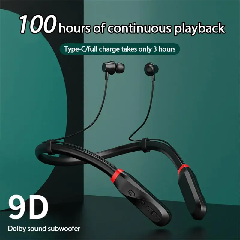Фото Спортивная Bluetooth-гарнитура, подвесные наушники для шеи, беспроводная Спортивная стереогарнитура с лямкой на шее для бега и занятий спортом, ... №1