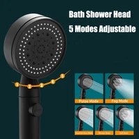 5 modes adjustable black bath shower head high pressure water saving eco shower stop water shower head for bathroom