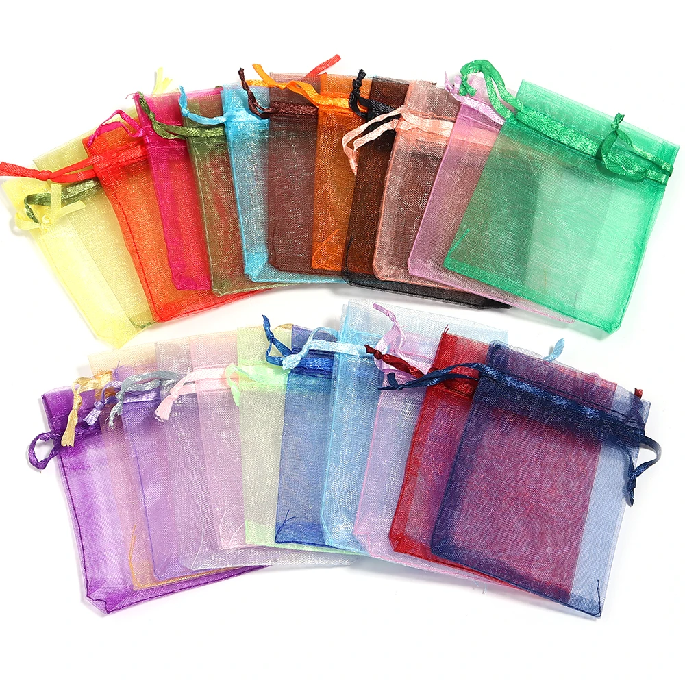10pcs/Lot 24 Colors Organza Bags Jewelry Bag Wedding Gift Storage Drawstring Pouches Jewelry Packaging Bags Present Wholesale