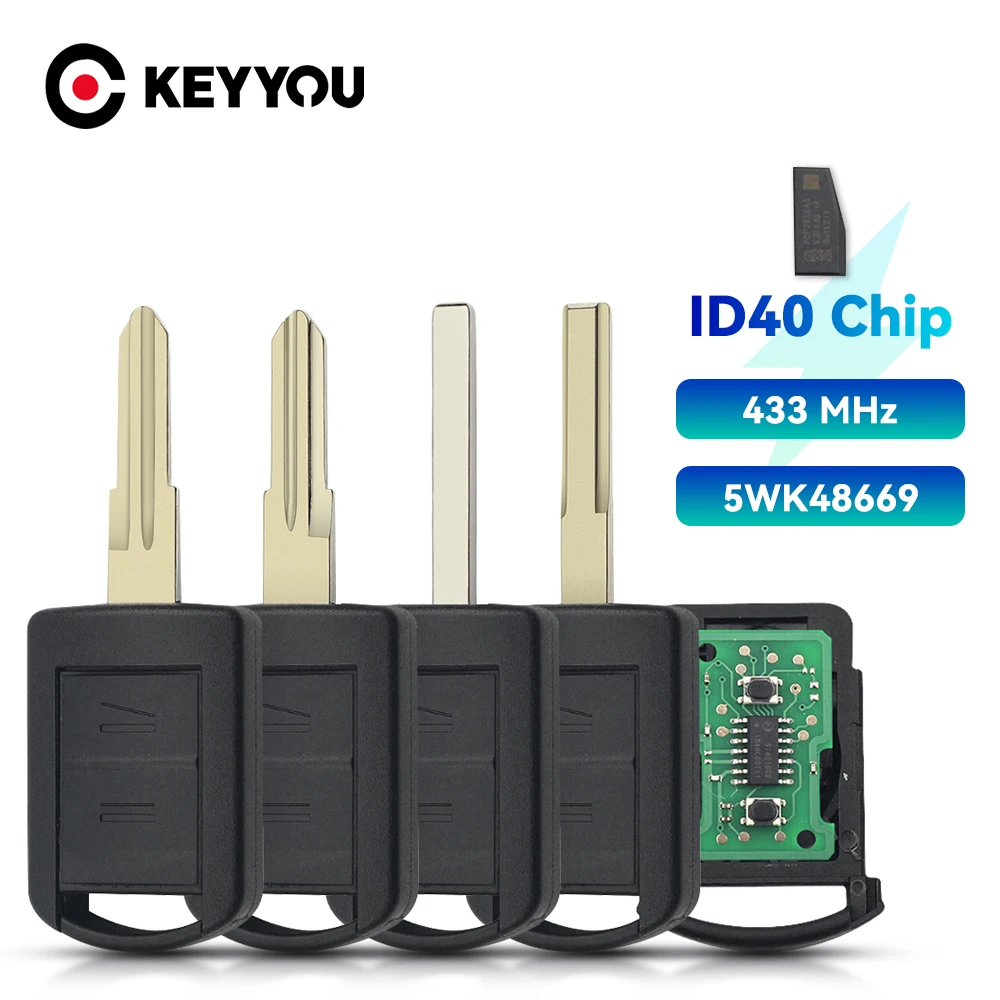 

KEYYOU 5WK48669 Smart Car Key Fob 433Mhz Remote Control Key For Vauxhall For Opel Corsa C Meriva Tigra Combo Van ID40 Chip