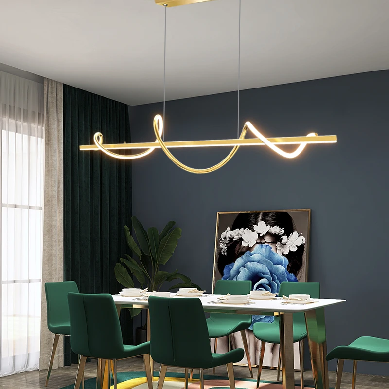 

Lamp Led Pendant Spiral strip restaurant Chandelier modern minimalist Light luxury Nordic dining hanging bar table