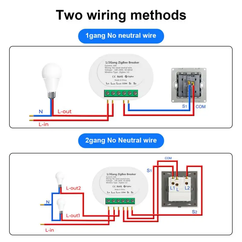

Смарт-выключатель ZigBee Tuya, 16 А, без нейтрального провода