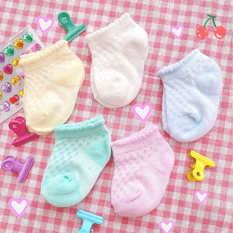 /many Baby Socks Cotton Shallow Mouth Socks Baby Fishnet Socks Boys and Girls Solid Color Socks Newborn Boat Socks