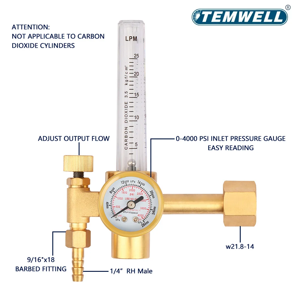 

TEMWELL Регулятор аргона w21.8-14 0-25Mpa