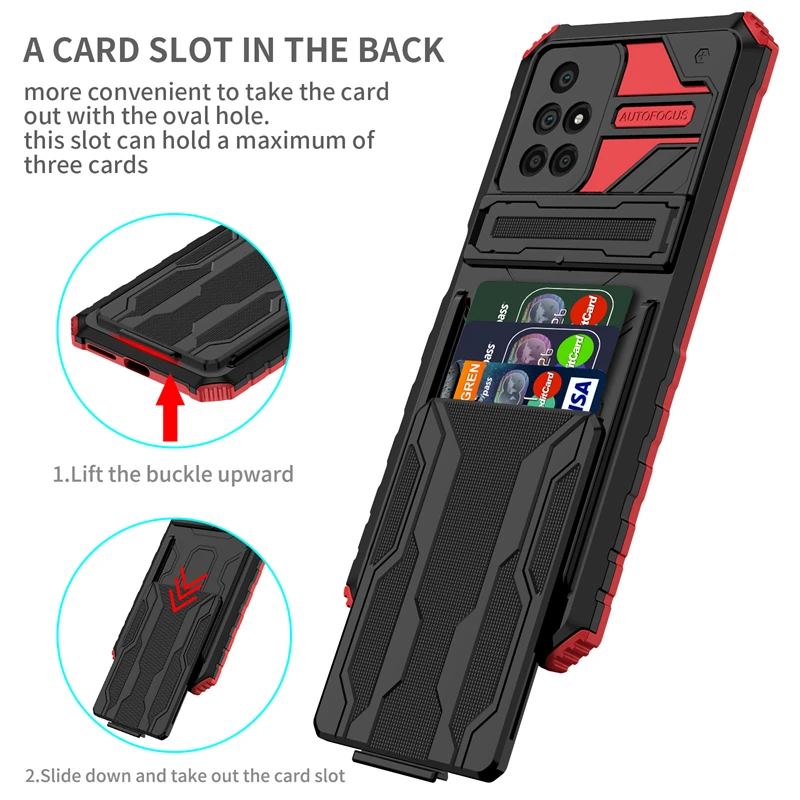 

For Xiaomi Redmi 10 Case Shockproof Armor With Card Slot Stand Phone Cases For Xiomi Redmi 10 Prime 2021 Redmi10 6.5" Back Cover
