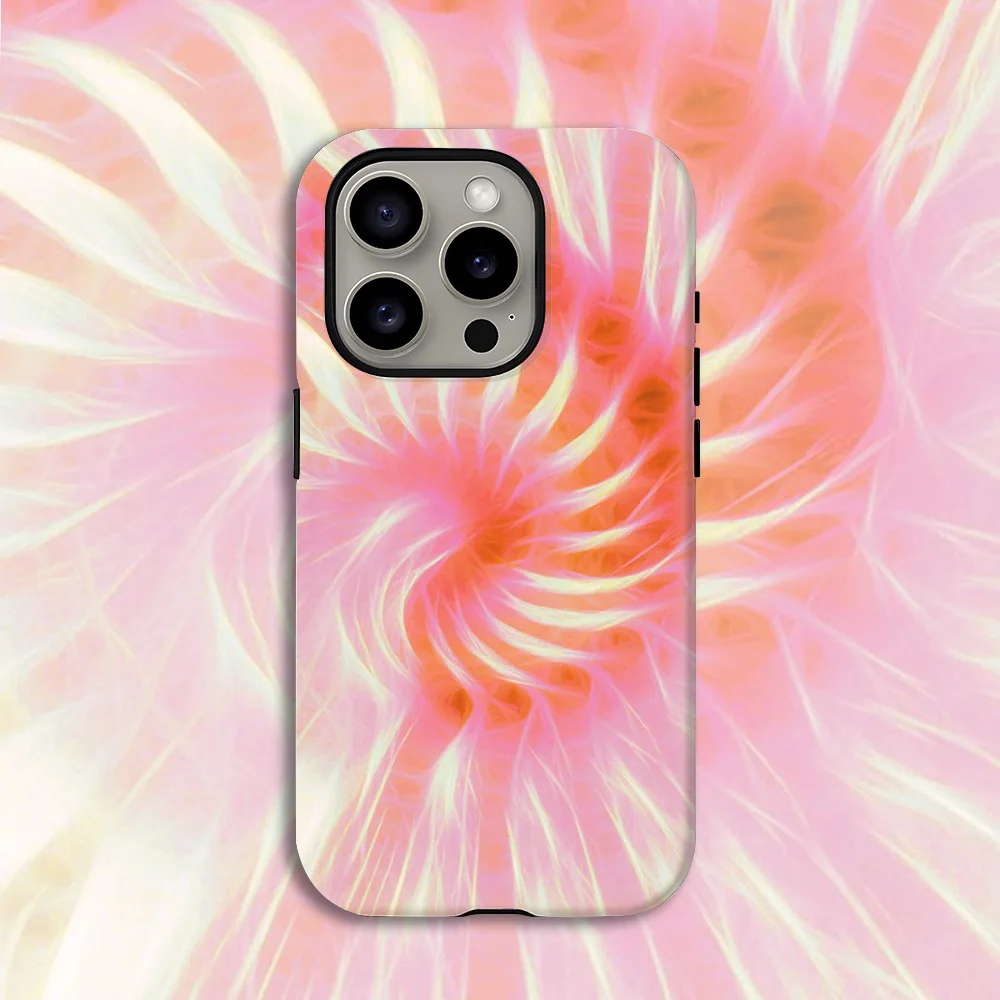 Розовый чехол для телефона с фрактальным рисунком для iPhone 17, 17e, 16e, 16, 15, 14, 13, 12, 11, X, XS, XR, XSMAX, 7, 8, Air, Pro, Max, Plus, двухслойная задняя крышка (art.: 3920dab008cbf) - 3920dab008cbf
