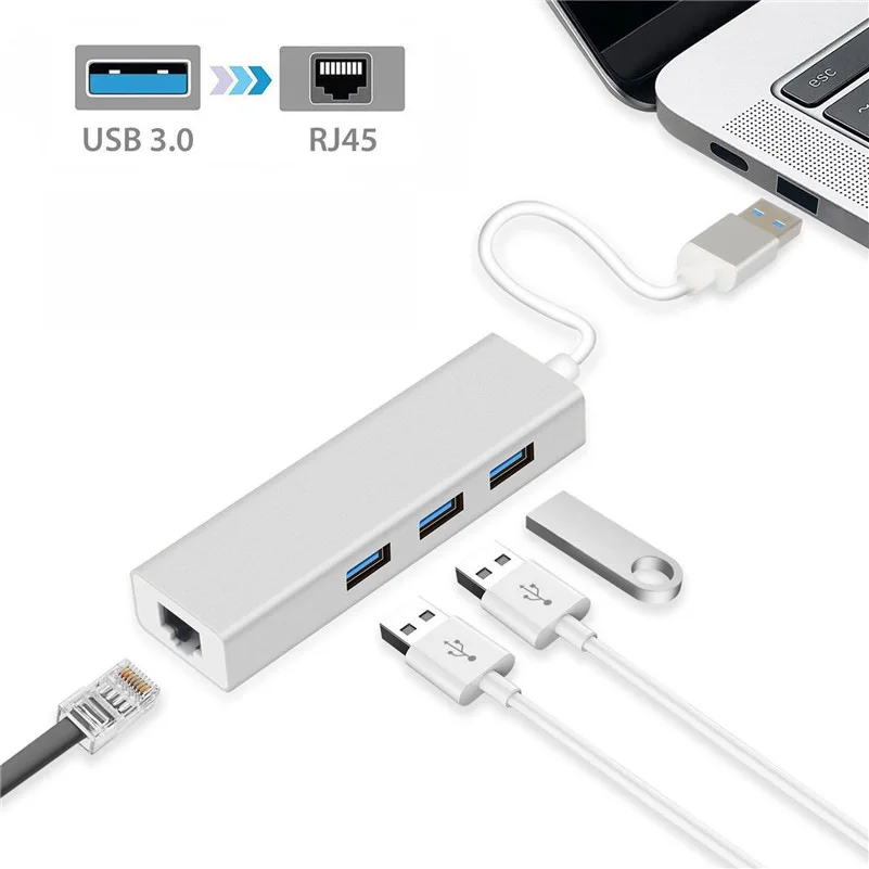 Новинка 4 в 1 концентратор USB 3 0 из алюминиевого сплава C для гигабитной lan RJ45