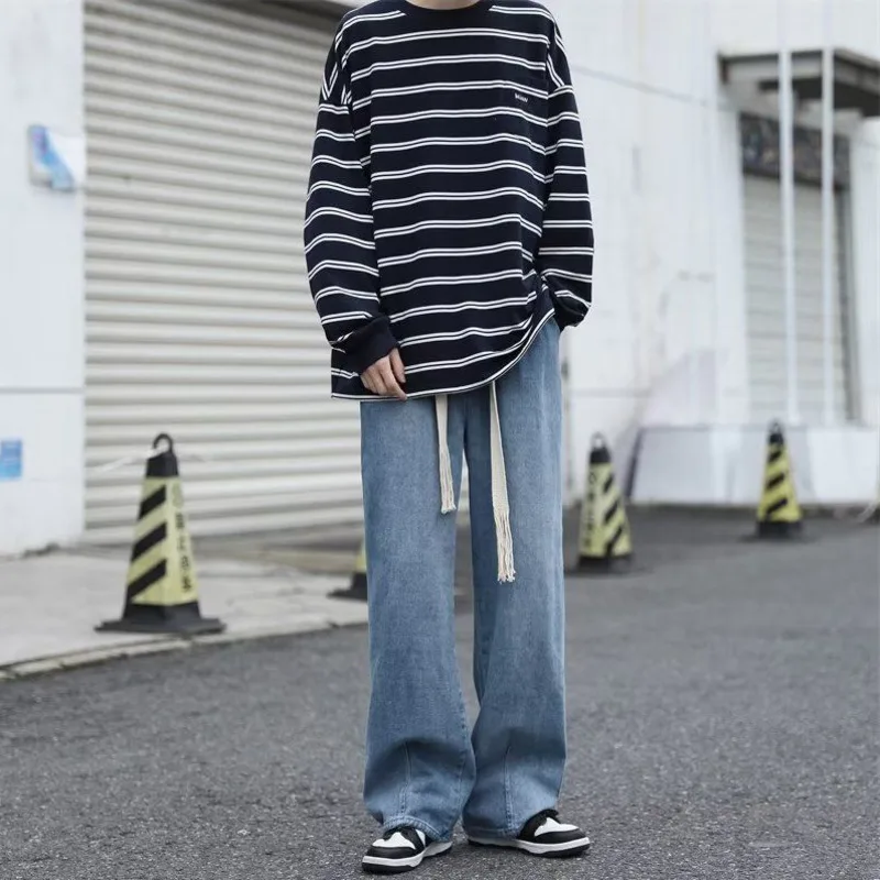 Blue Black  Baggy Jeans Men's Fashion Casual Wide Leg Jeans Men Japanese Streetwear Hip Hop Loose Straight Denim Trousers Men