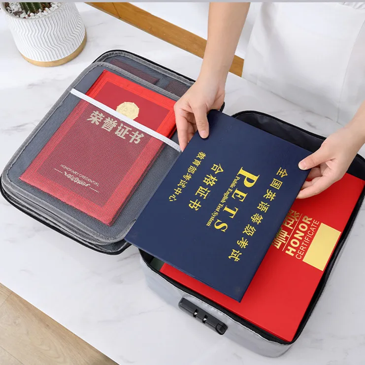 Safety Fireproof  BriefcaseHousehold Waterproof Envelope File Document Storage Bag Organizer Important File Arrange Accessories