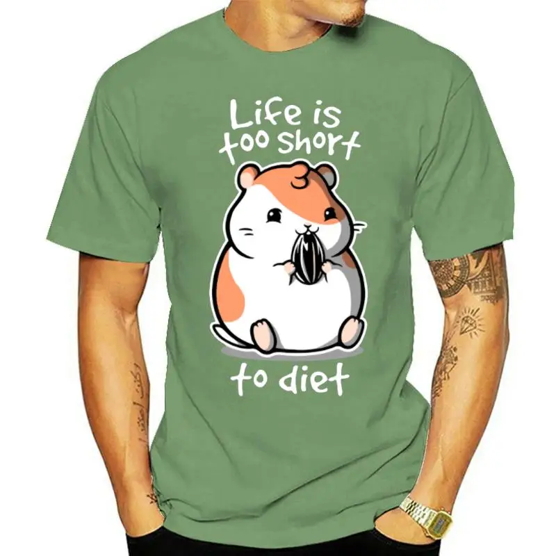 

Men's T-shirt Cartoon Fun T-shirt LIFE IS TOO SHORT TO DIET HAMSTER SHIRTS